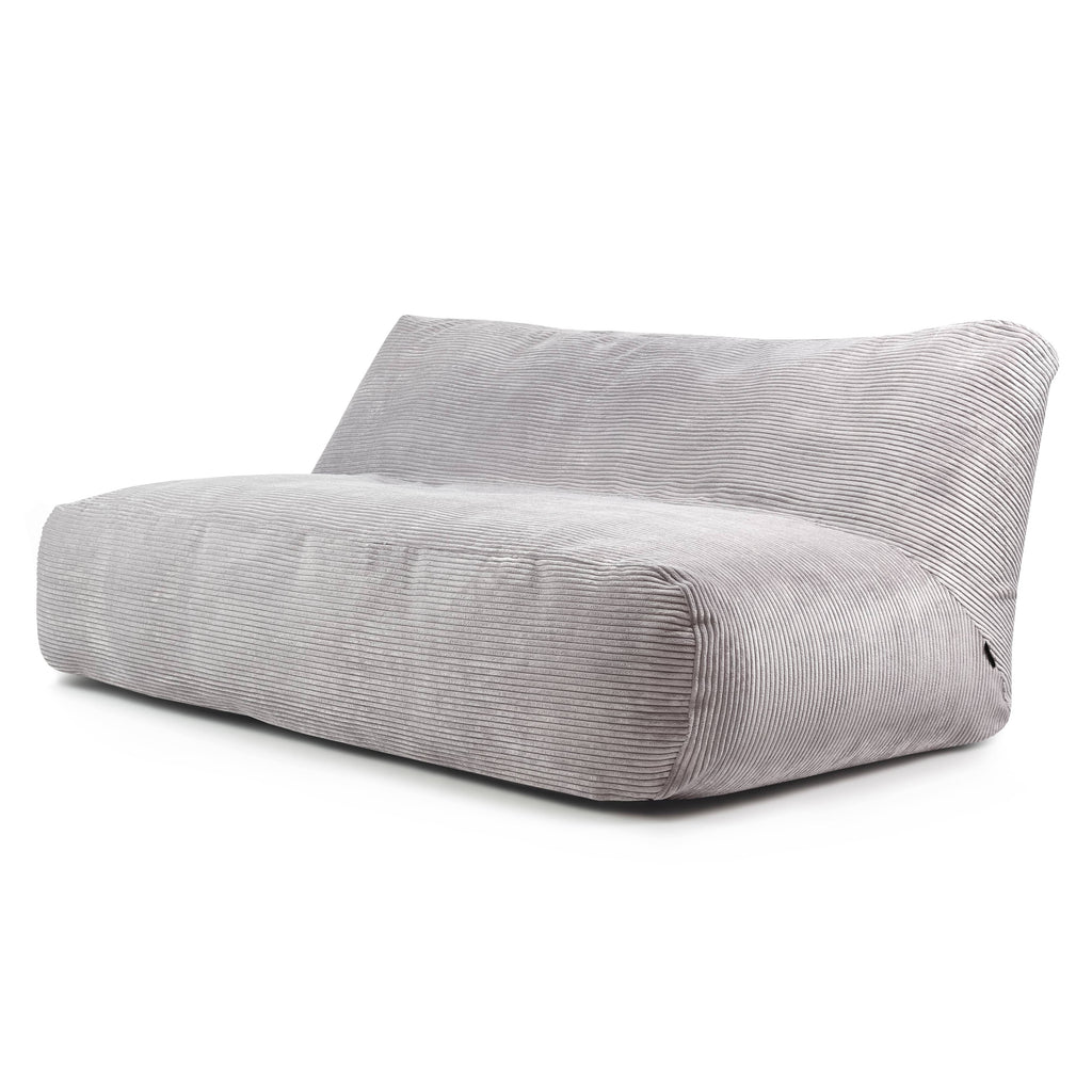 Pouf Canapé 4 places en Velours Côtelé Gris Perle