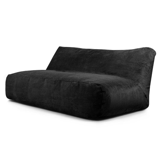 Pouf Canapé 4 places en Velours Côtelé Noir Profond