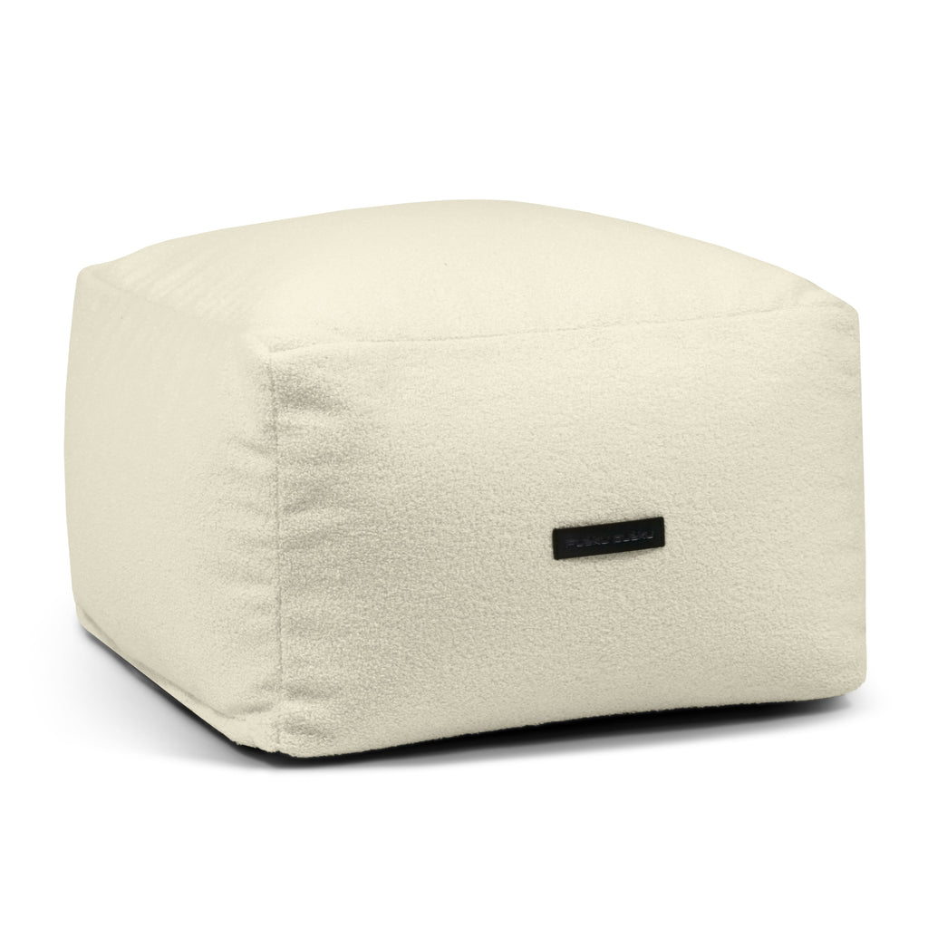 Pouf Carré Bouclette Blanc Cassé