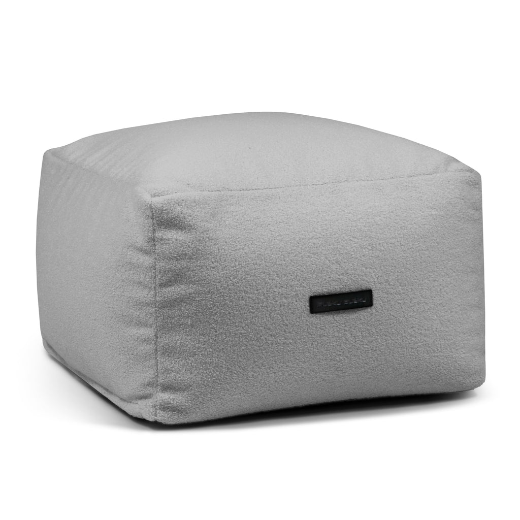 Pouf Carré Bouclette Gris Acier