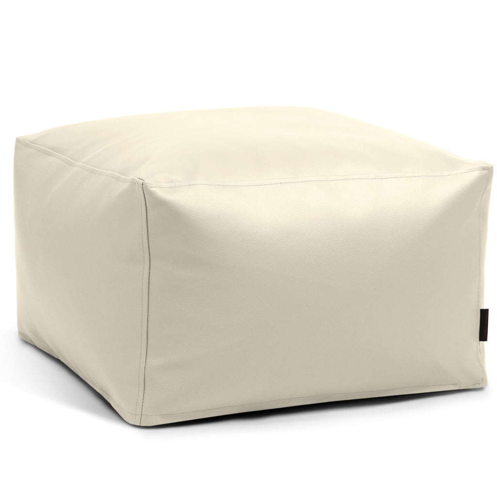Pouf Carré Cuir Beige Crème