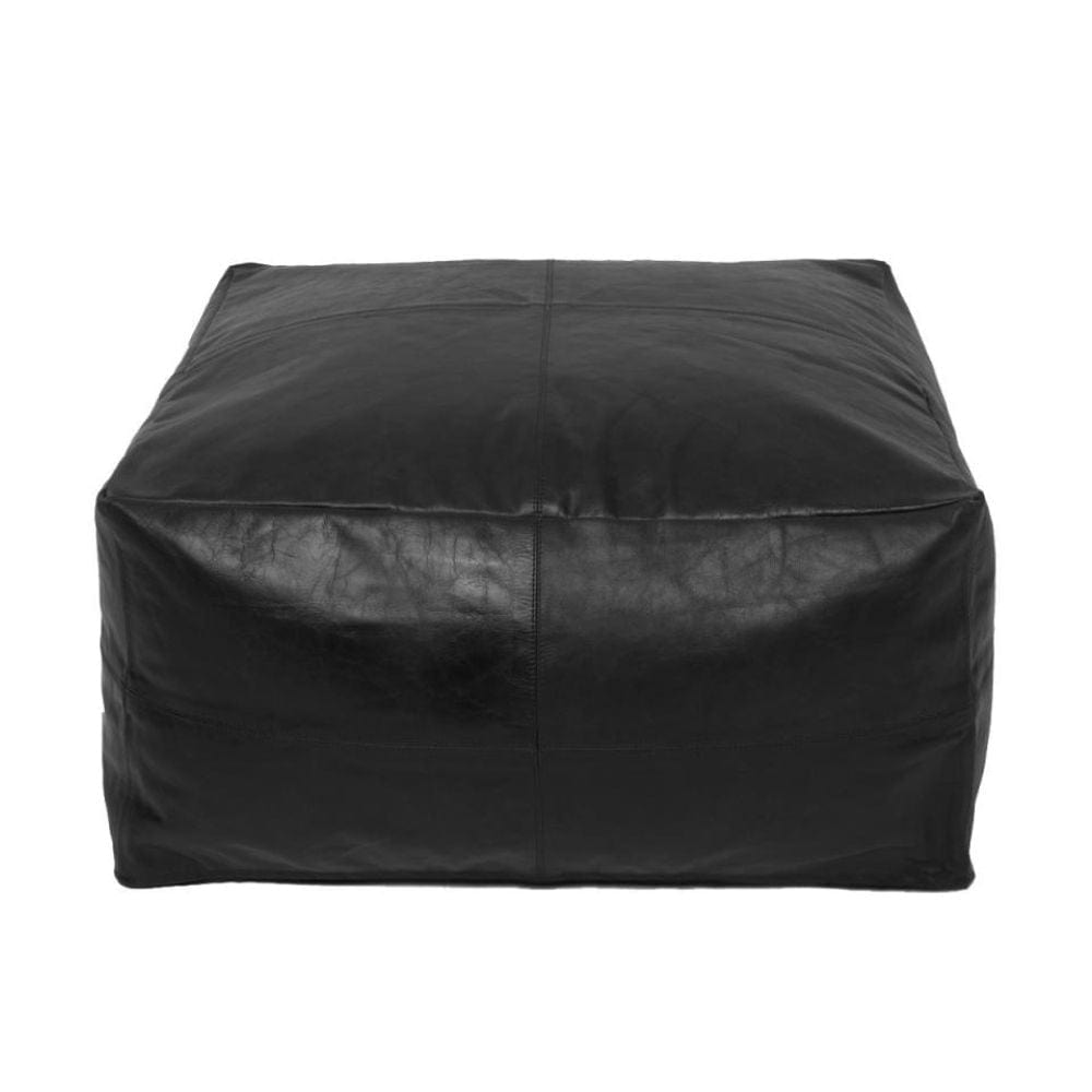 Pouf Carré Cuir Noir
