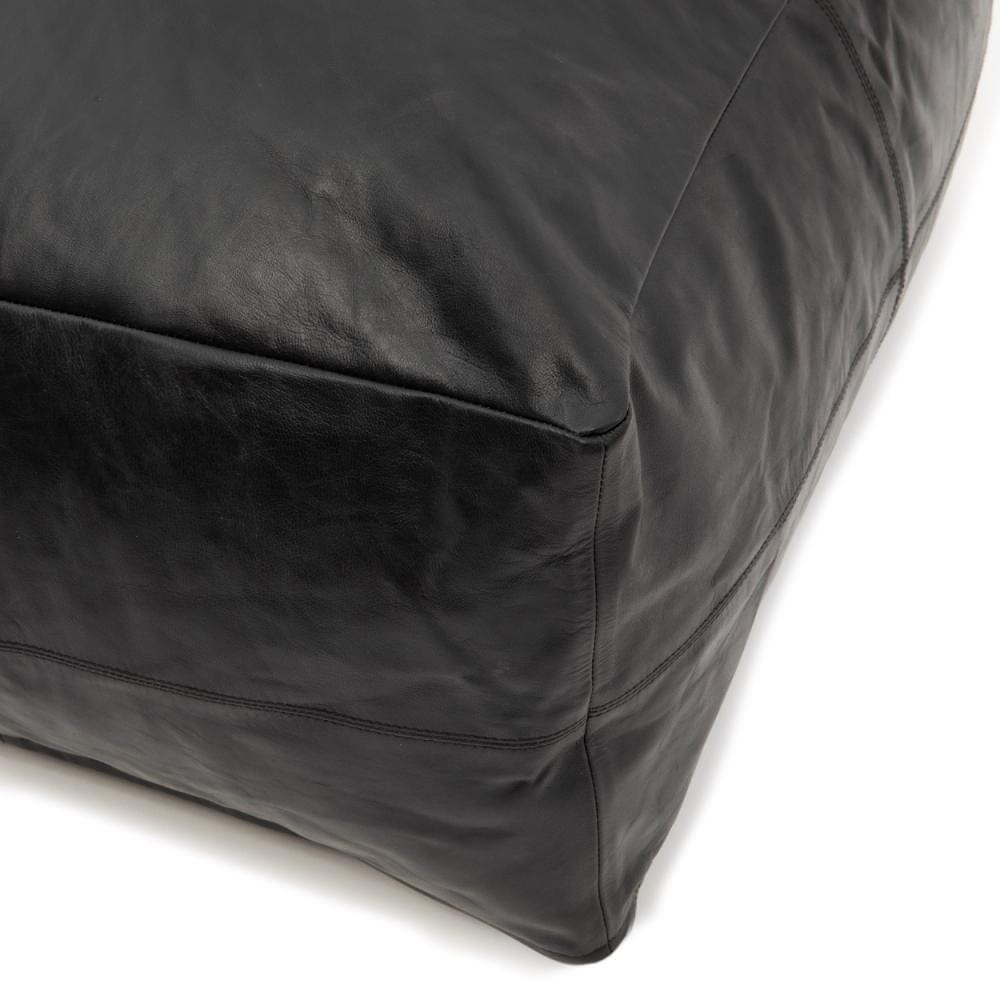Pouf Carré Cuir Noir