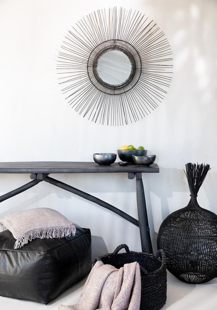 Pouf Carré Cuir Noir