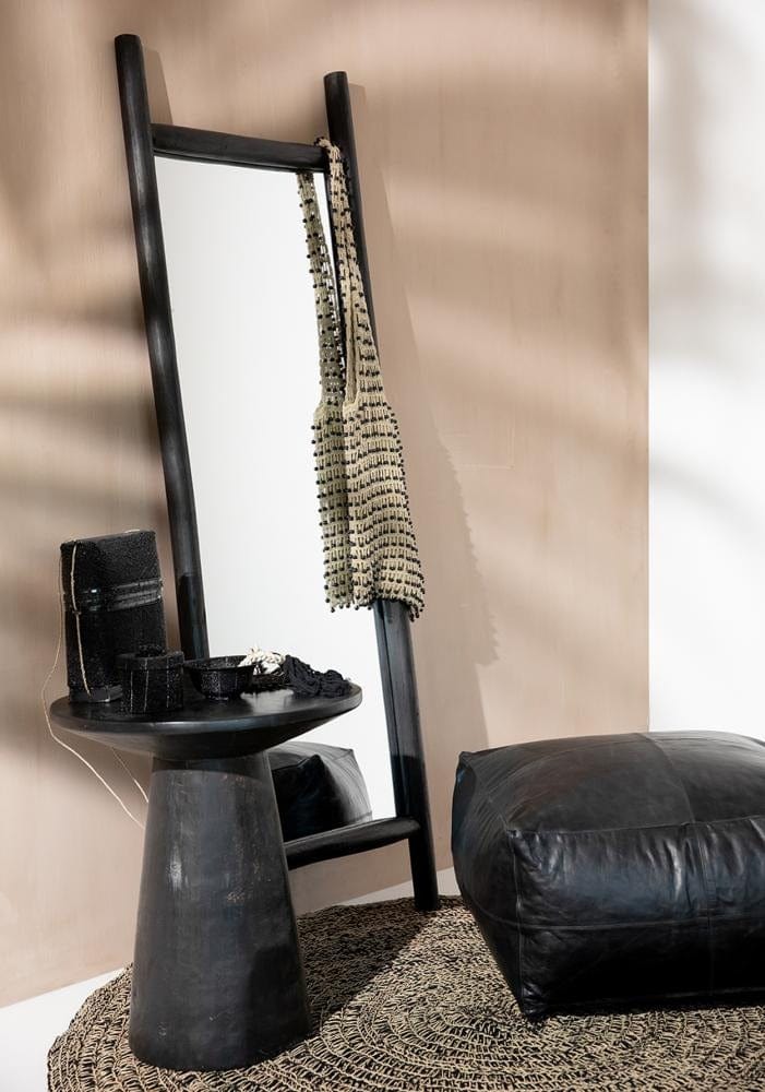 Pouf Carré Cuir Noir