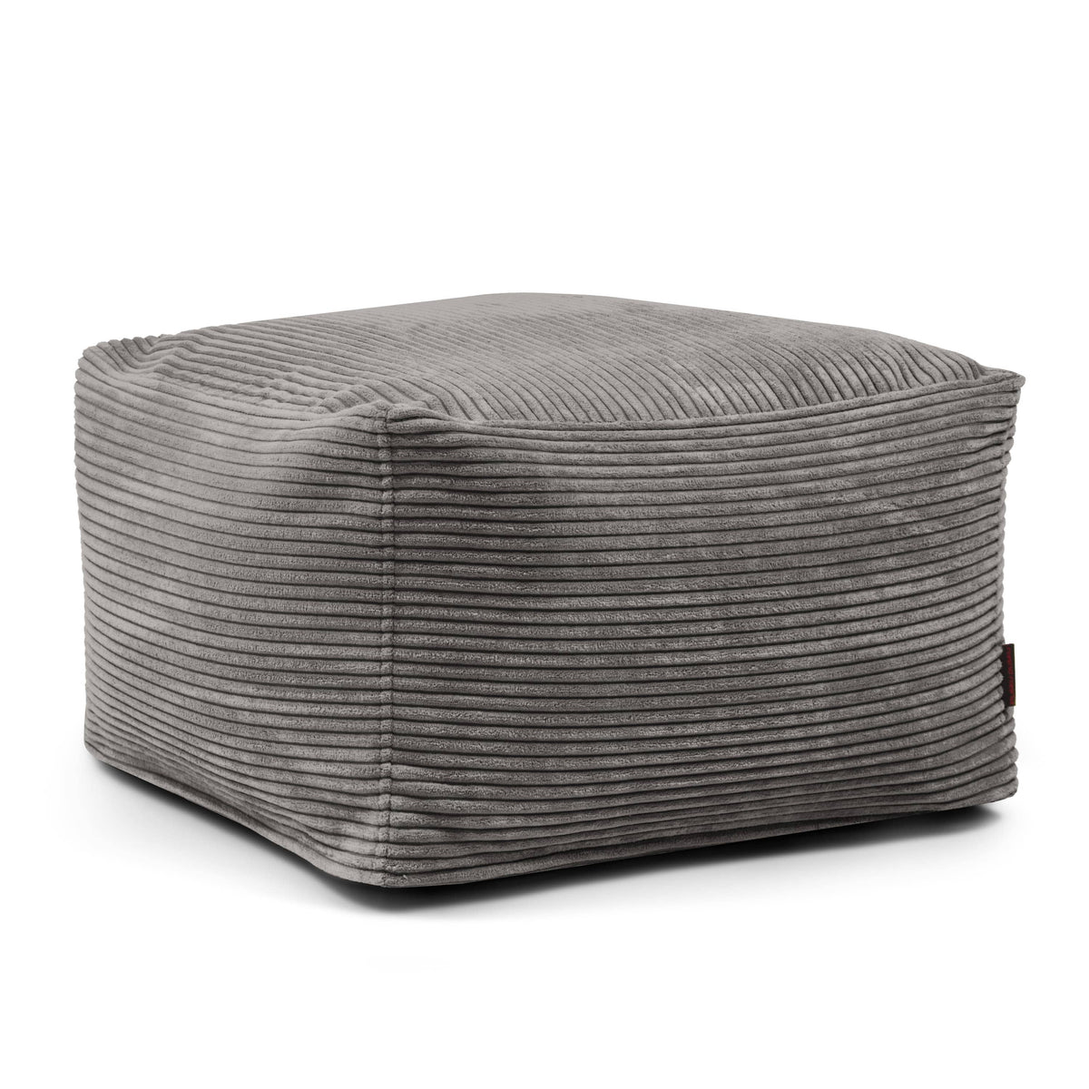 Pouf Carré en Velours Côtelé Gris Anthracite