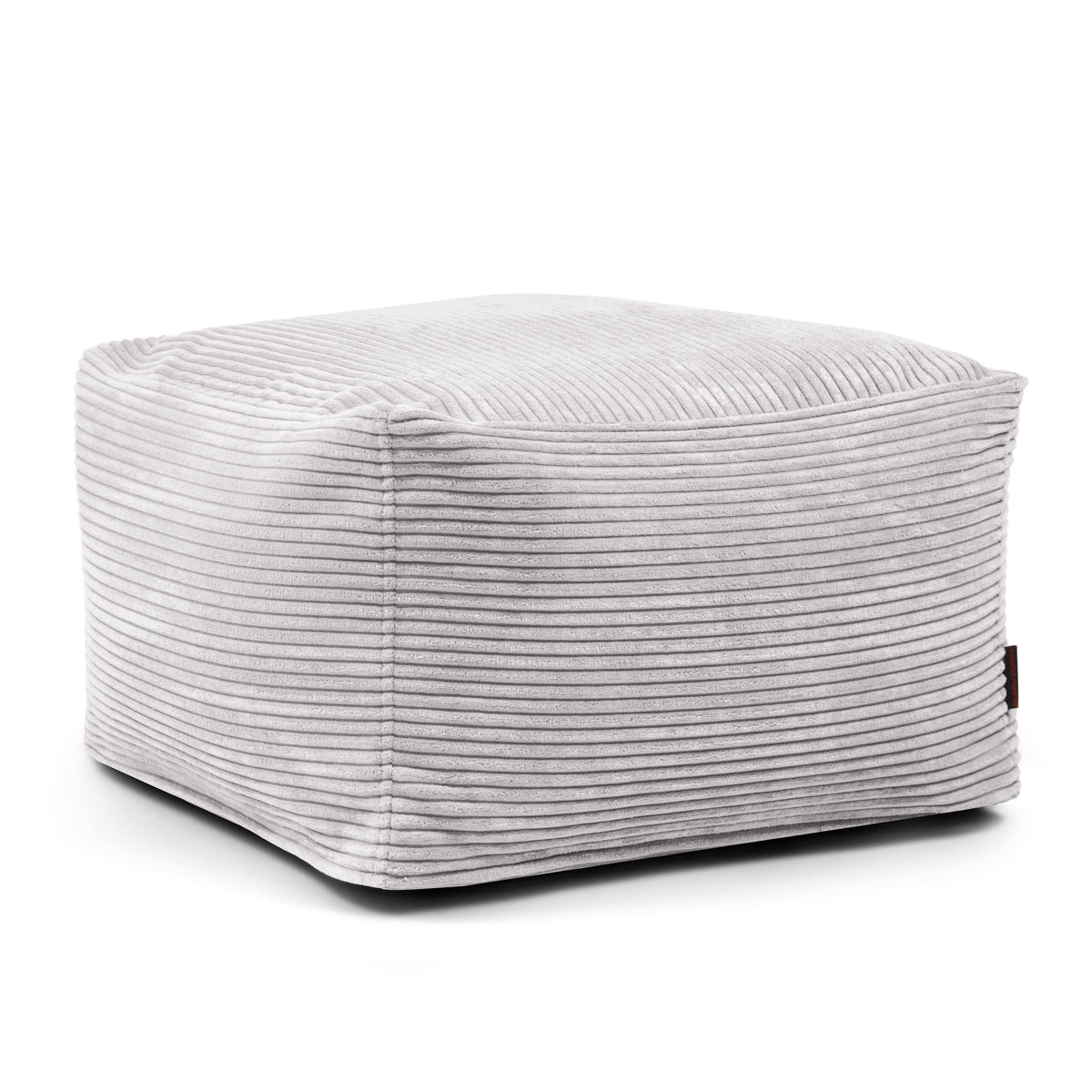 Pouf Carré en Velours Côtelé Gris Perle