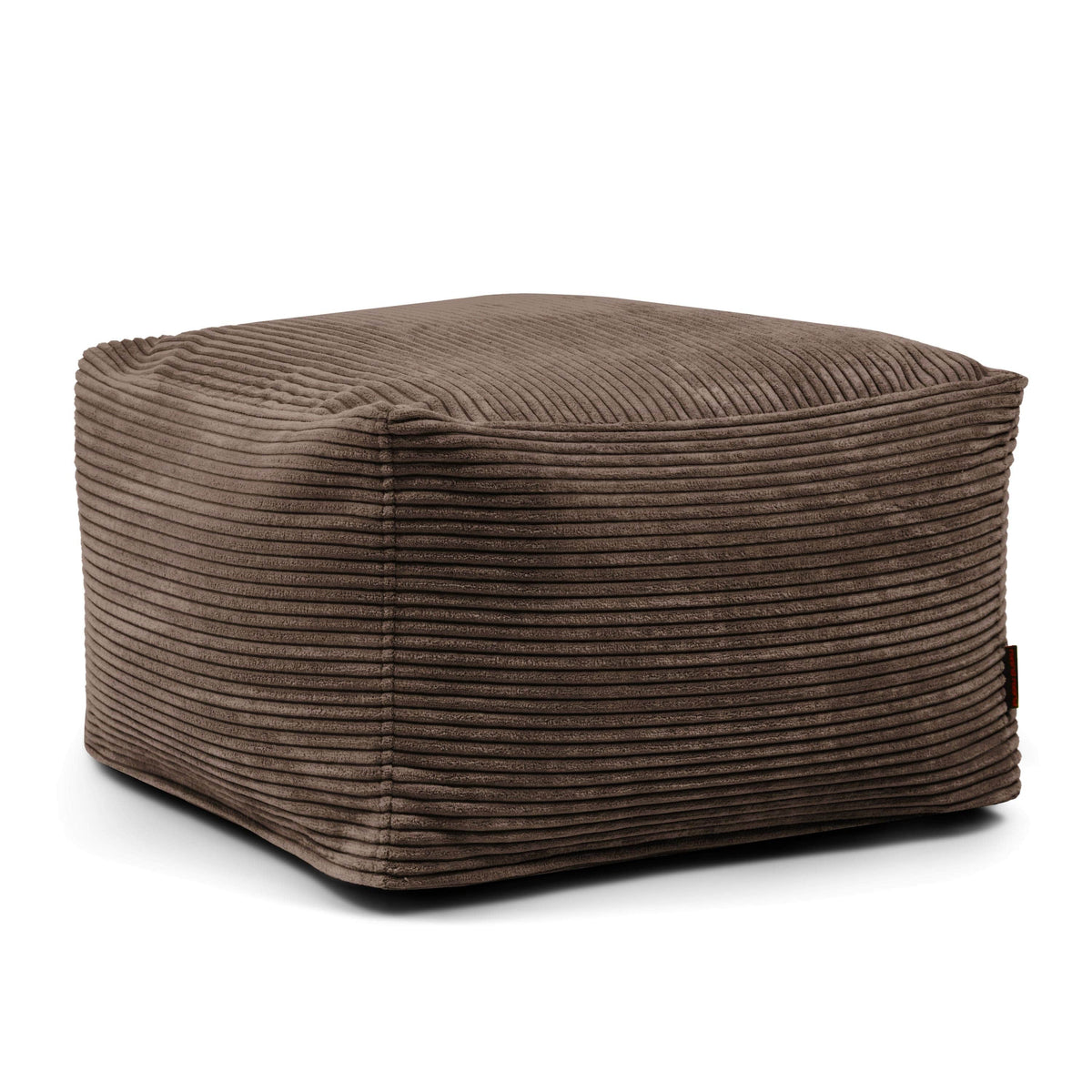 Pouf Carré en Velours Côtelé Marron Chocolat
