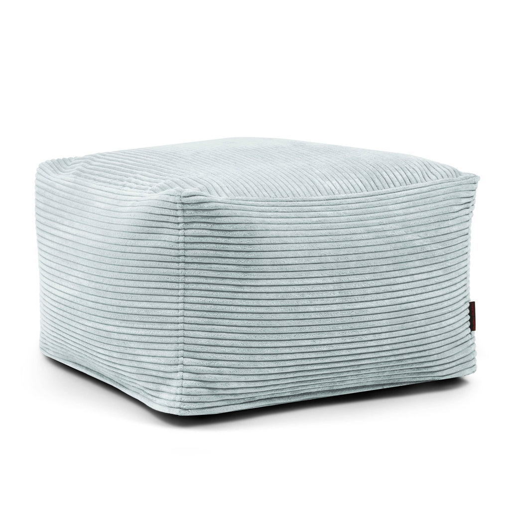 Pouf Carré en Velours Côtelé Vert d'eau