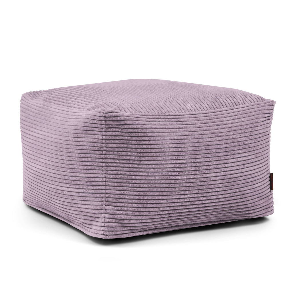 Pouf Carré en Velours Côtelé Violet Lavande