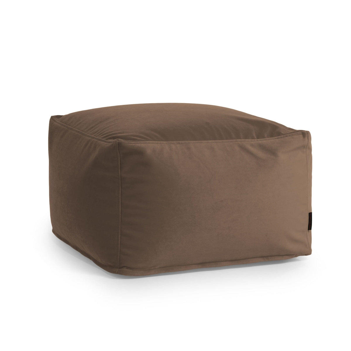 Pouf Carré en Velours Marron Café