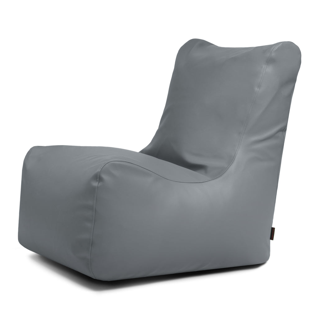 Pouf Chaise Cuir Gris Acier