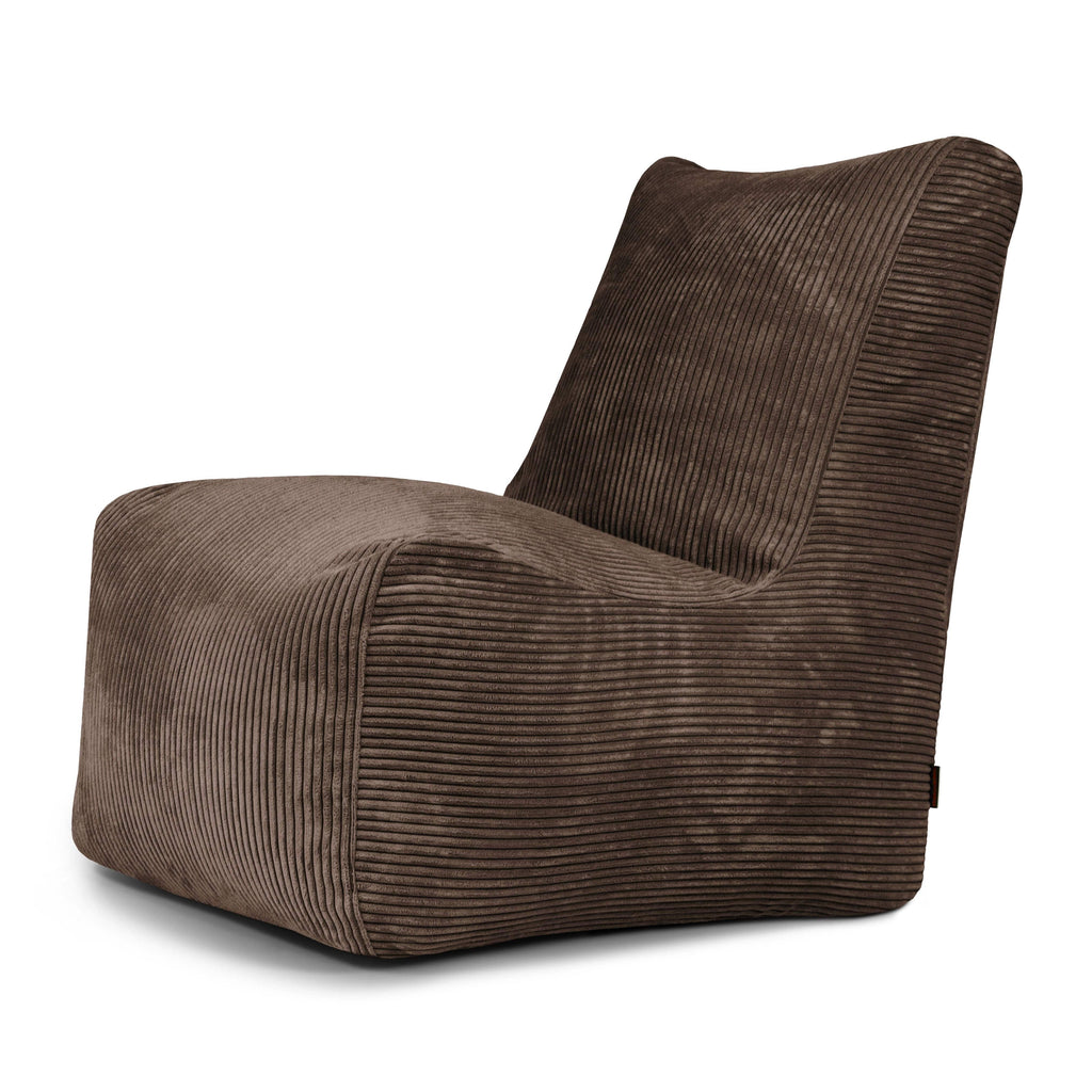 Pouf Chaise en Velours Côtelé Marron Chocolat