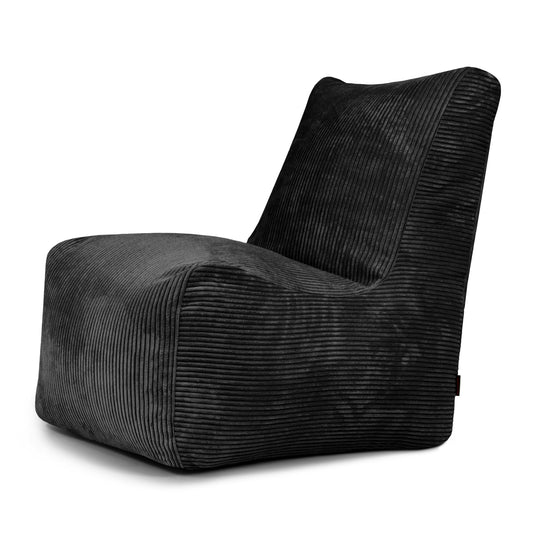 Pouf Chaise en Velours Côtelé Noir Profond / Housse uniquement