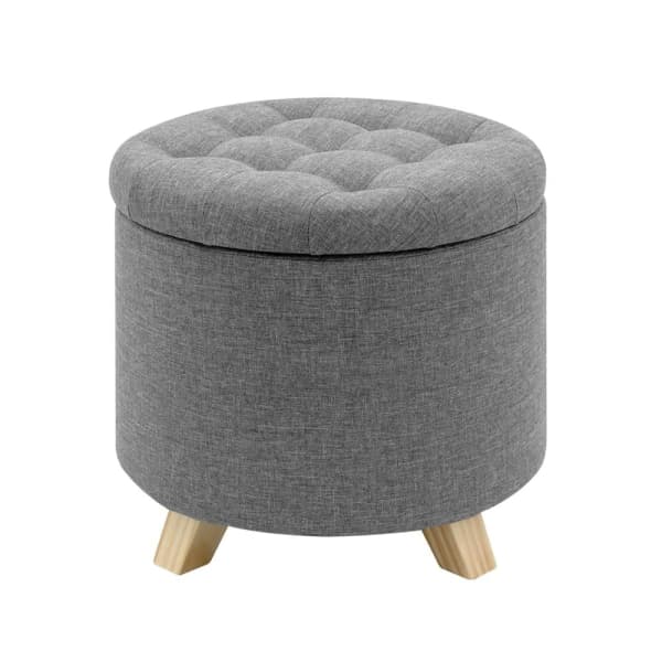 Pouf Coffre en Lin Gris Clair Pouf Coffre Pouf Français