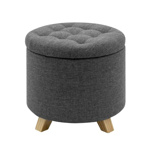 Pouf Coffre en Lin Gris Foncé Pouf Coffre Pouf Français