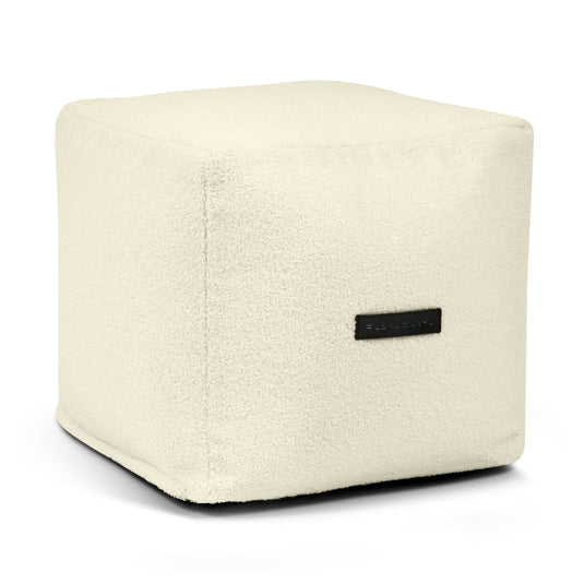 Pouf Cube Bouclette Blanc Cassé