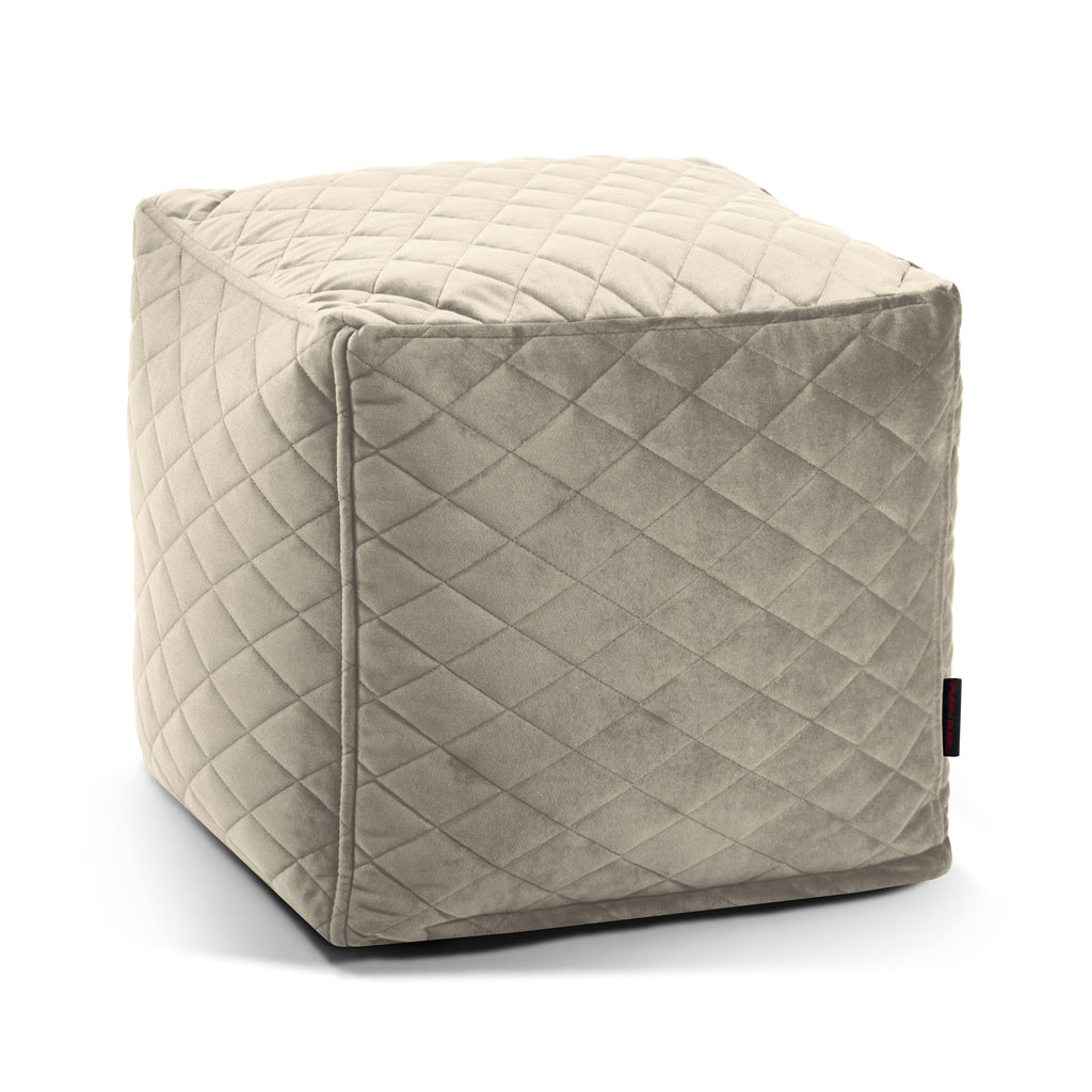 Pouf Cube en Velours Capitonné