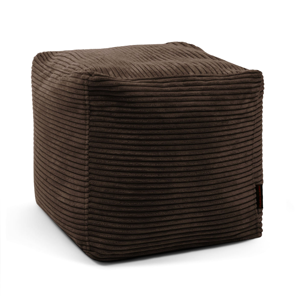 Pouf Cube en Velours Côtelé Marron Chocolat