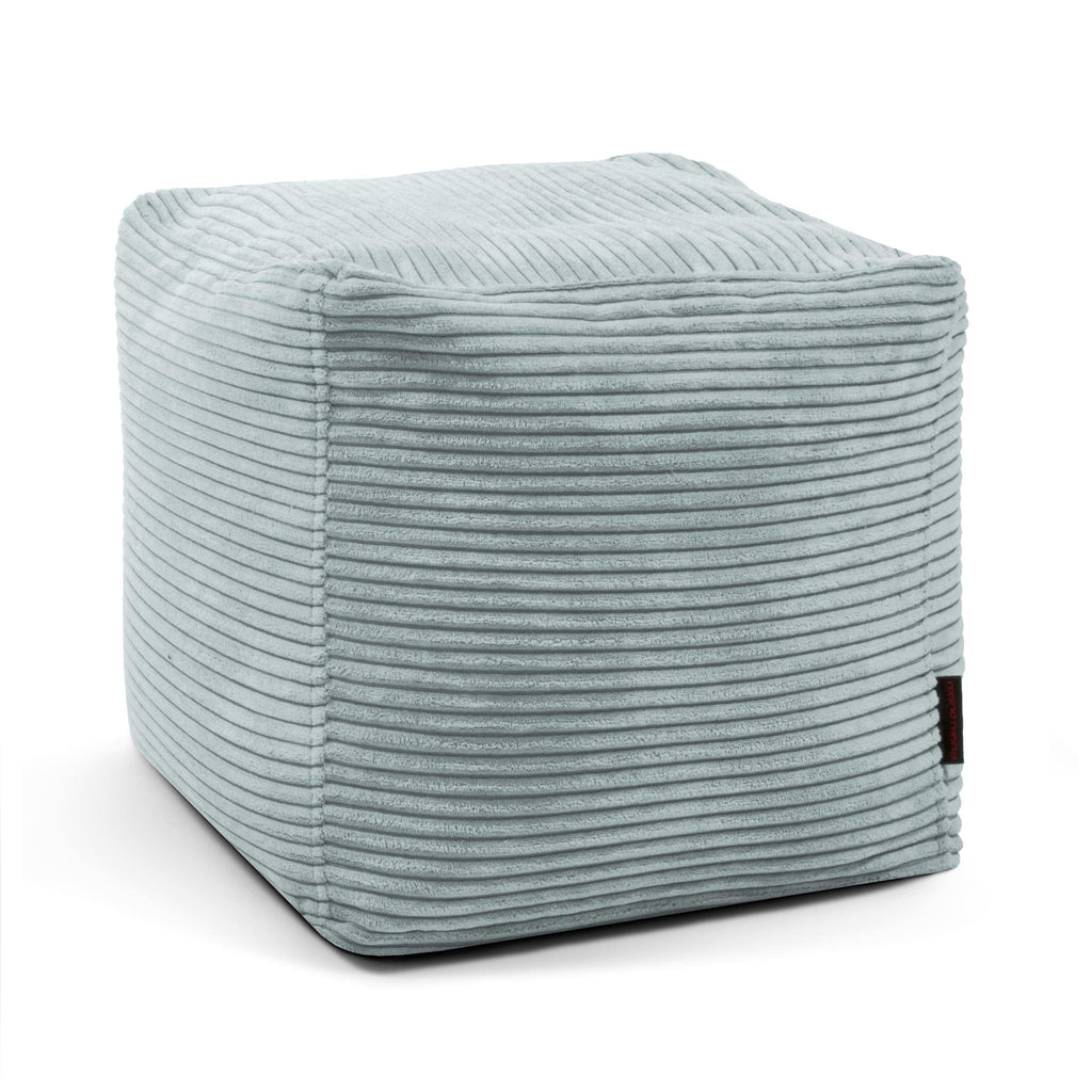 Pouf Cube en Velours Côtelé Vert d'eau