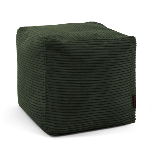 Pouf Cube en Velours Côtelé Vert Forêt