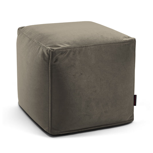 Pouf Cube en Velours Gris Taupe Beaumont Concept