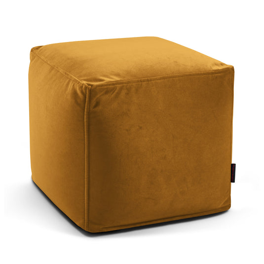 Pouf Cube en Velours Jaune Moutarde Beaumont Concept