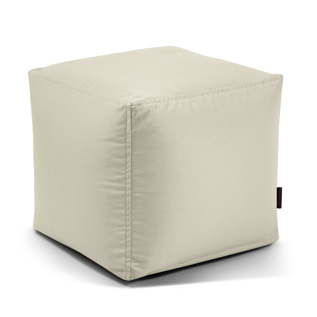 Pouf Cube Exterieur Beige Crème