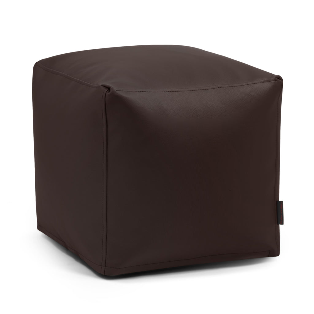 Pouf Cube Simili Cuir Marron Chocolat