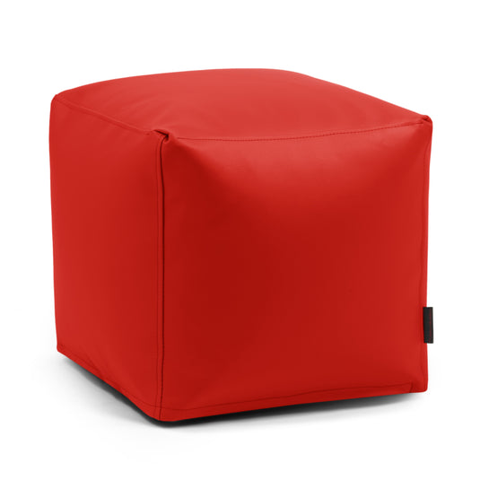 Pouf Cube Simili Cuir Rouge Garance