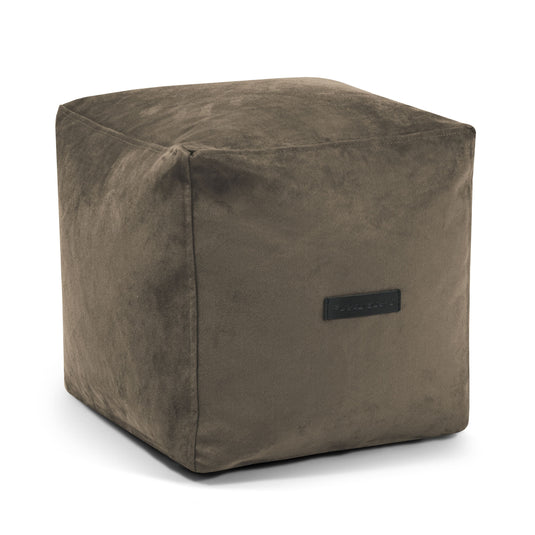 Pouf Cube Suede Marron Chocolat