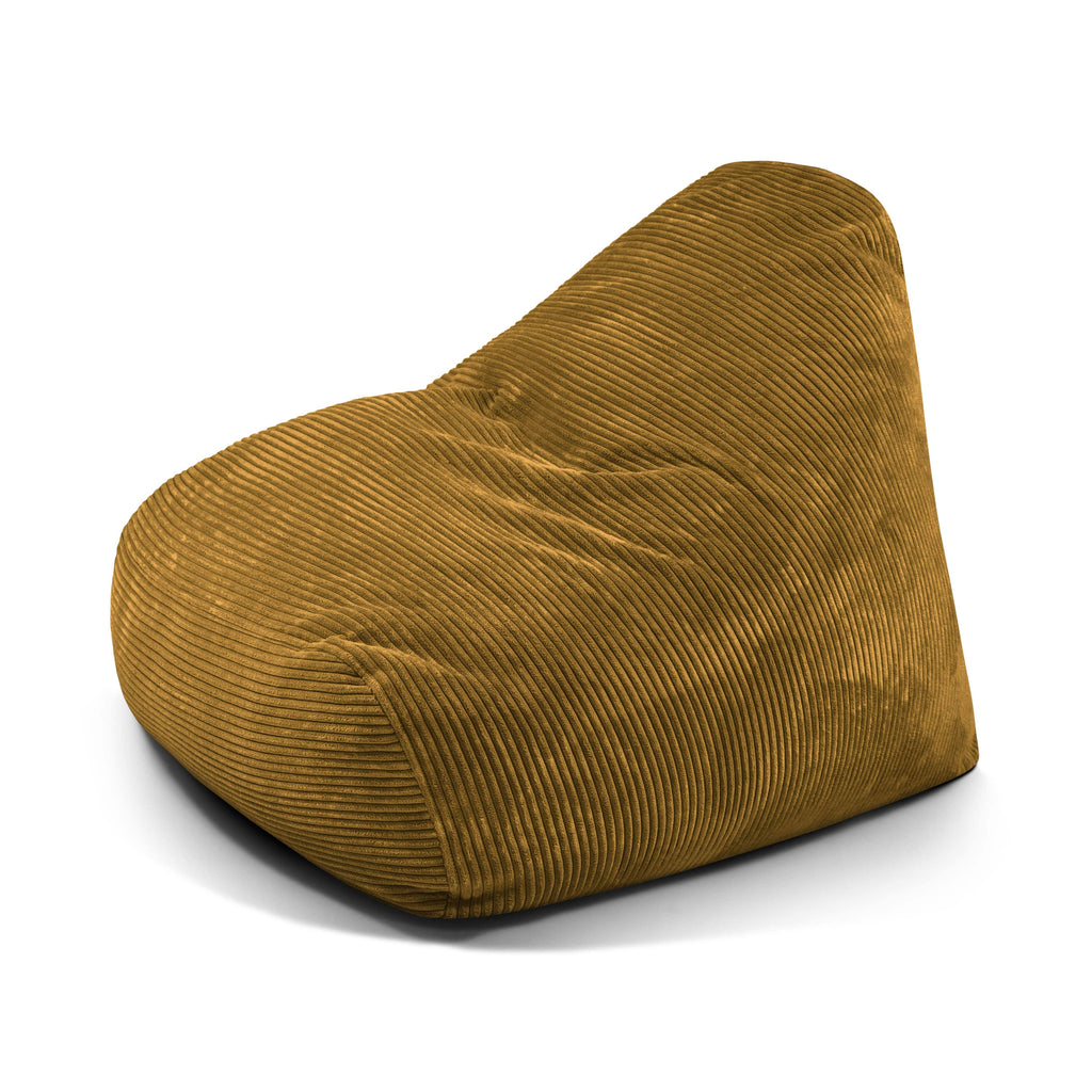 Pouf Design en Velours Cotelé Jaune Ocre Beaumont Concept