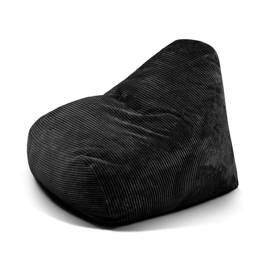 Pouf Design en Velours Cotelé Noir Profond / Housse uniquement