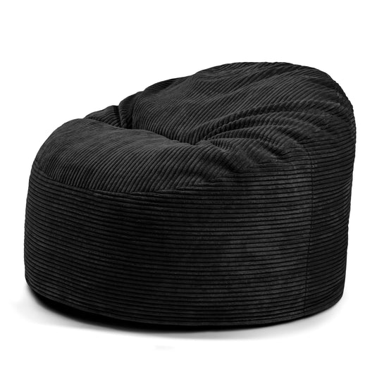 Pouf en Velours Cotelé Noir Profond / Sans