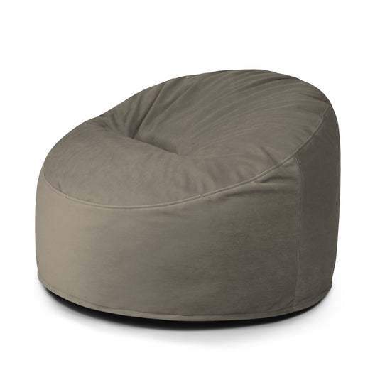 Pouf en Velours Gris Taupe Beaumont Concept