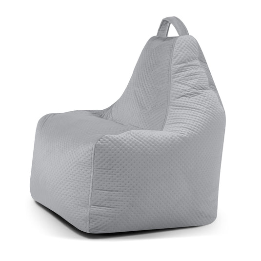 Pouf Gamer en velours capitonné Gris Perle Pouf Gamer Beaumont Concept