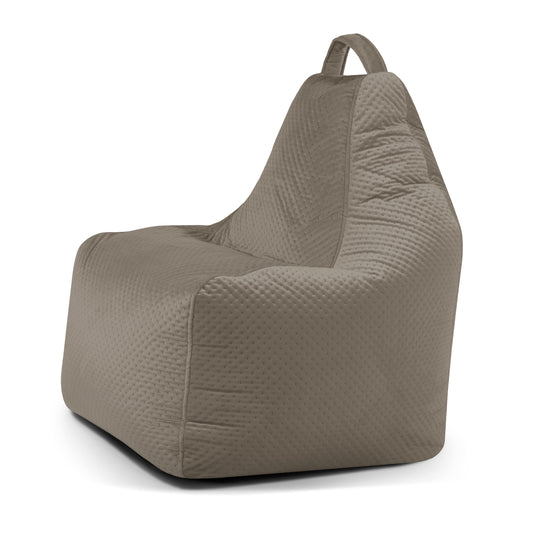 Pouf Gamer en velours capitonné Marron Taupe Pouf Gamer Beaumont Concept