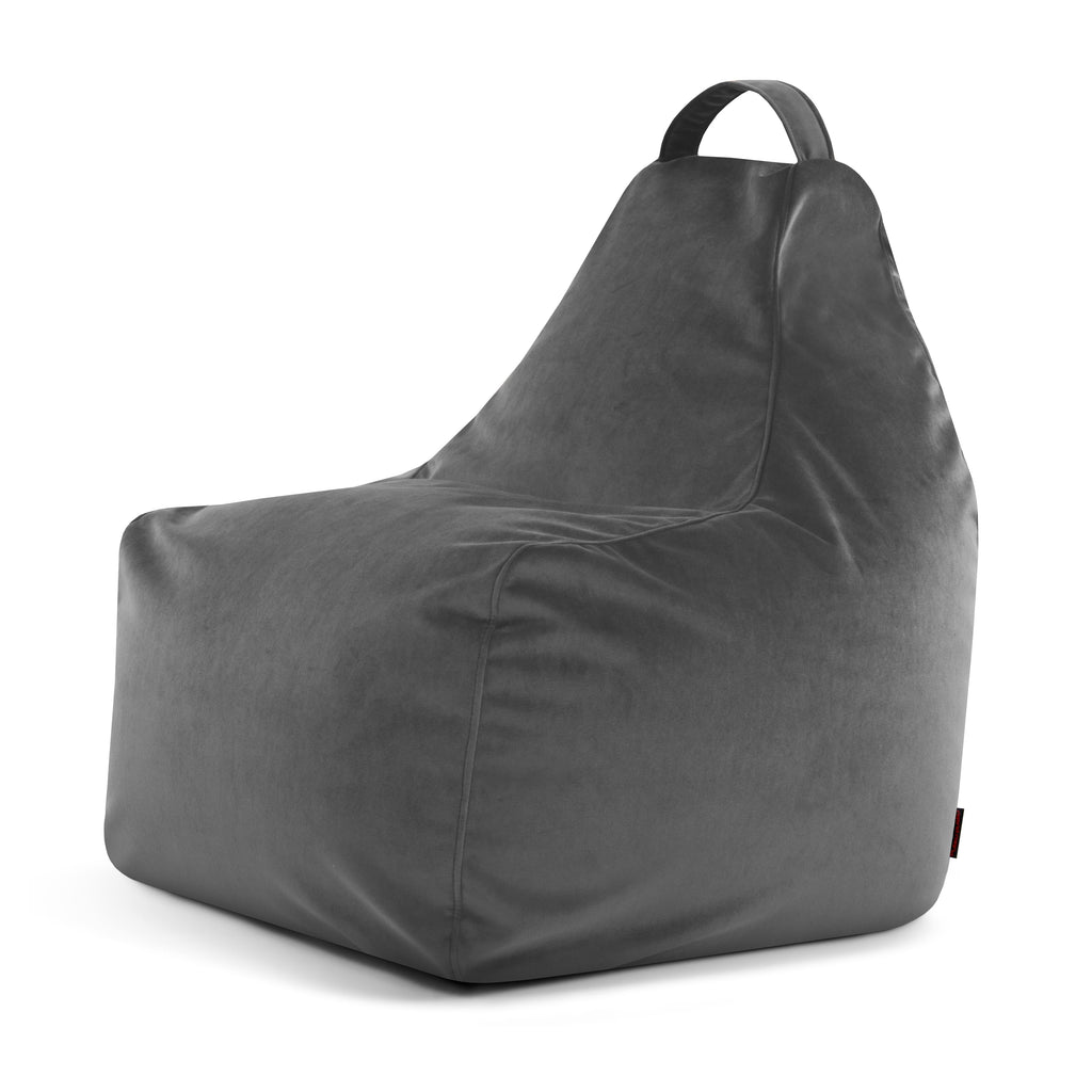 Pouf Gamer velours Gris Anthracite Pouf Gamer Beaumont Concept
