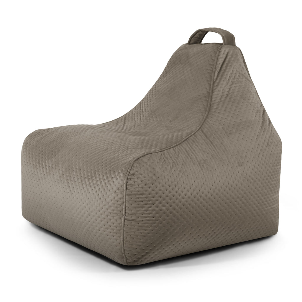 Pouf Gaming en velours capitonné Marron Taupe Beaumont Concept