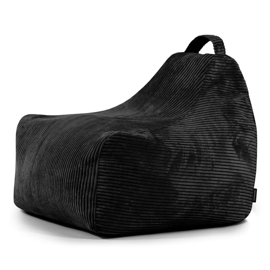 Pouf Gaming en Velours Cotelé Noir Profond / Housse uniquement