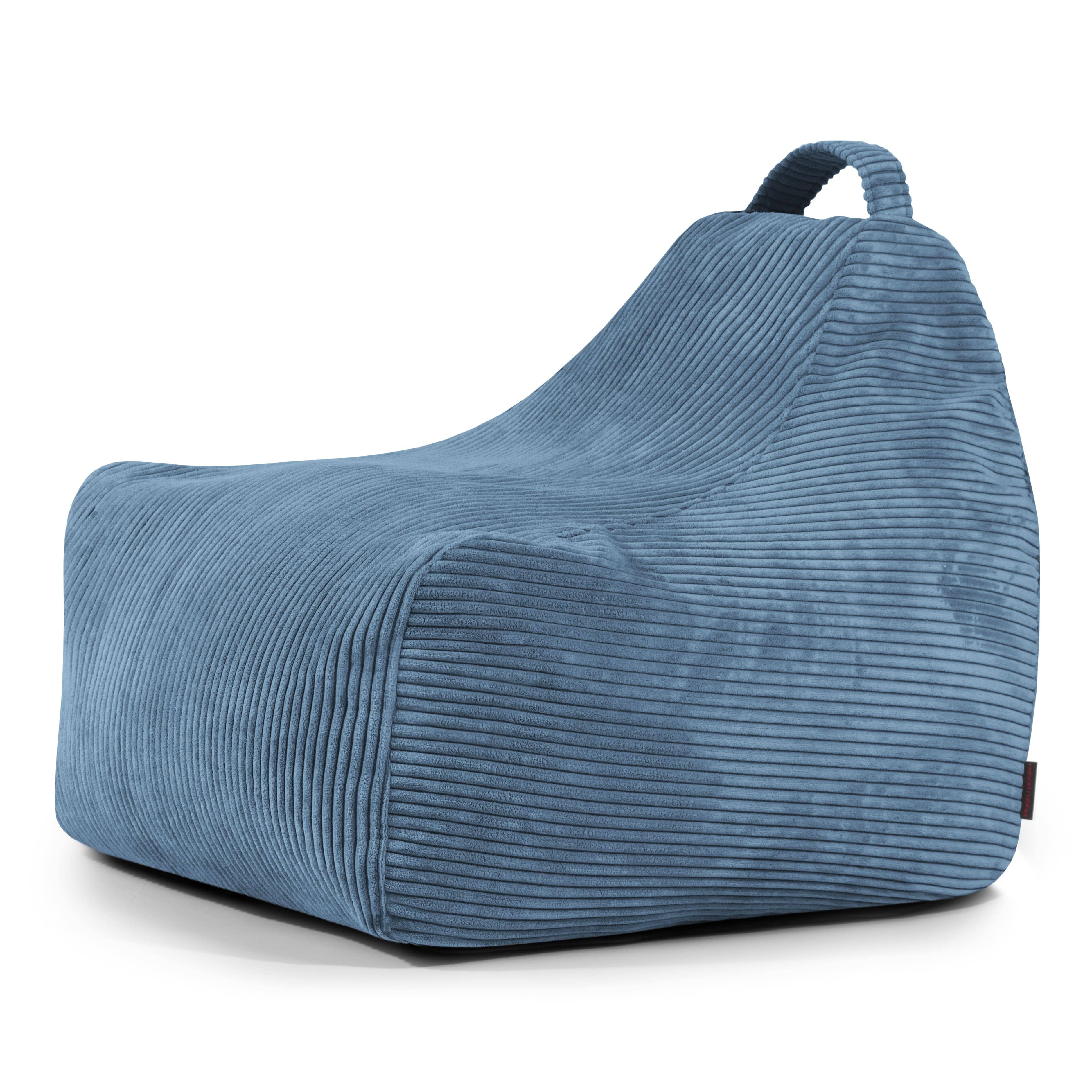 GOLDY - Pouf Velours Bleu et Liseré Doré GOLDY - Pouf Velours Bleu et Liseré Doré
