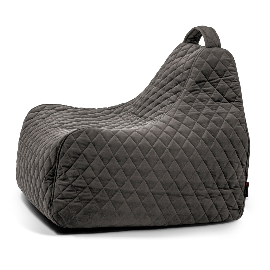 Pouf Gaming Velours Royal Gris Anthracite Pouf Français