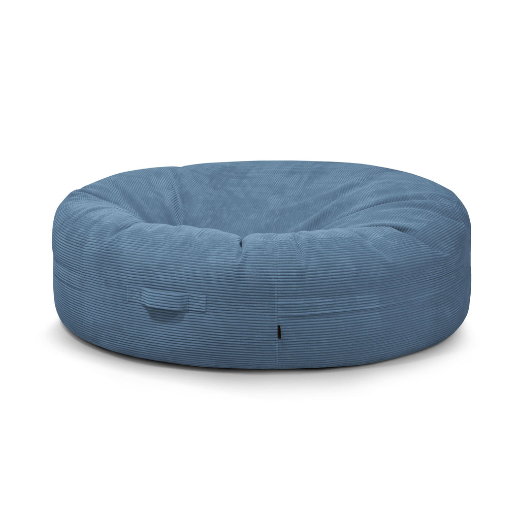Pouf Geant en Velours Côtelé Bleu Canard