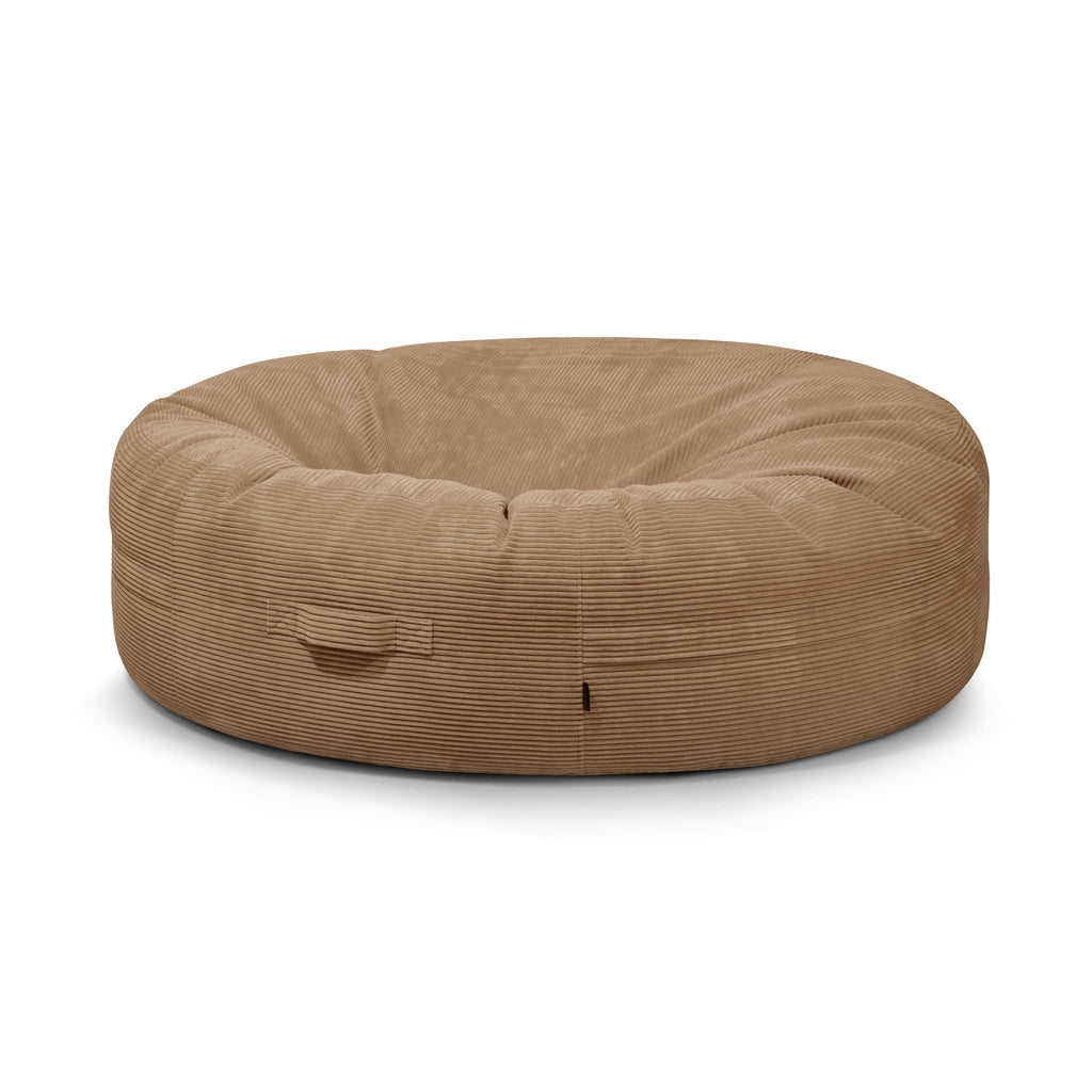 Pouf Geant en Velours Côtelé Marron Noisette