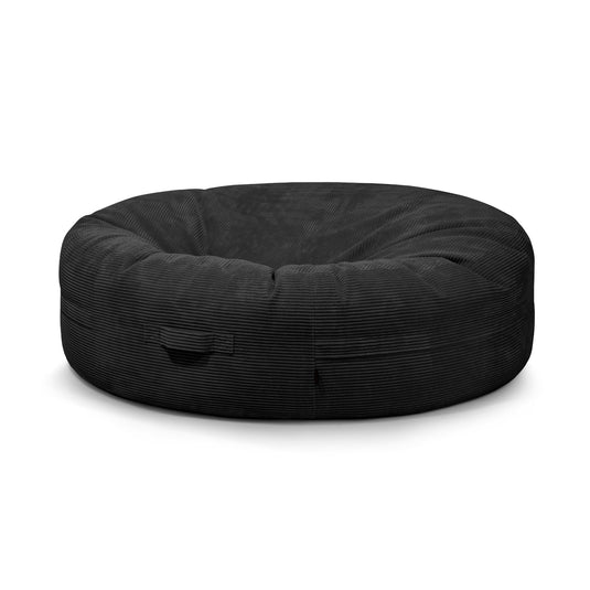 Pouf Geant en Velours Côtelé Noir Profond / Housse uniquement