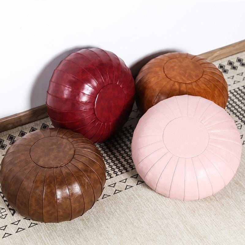 Pouf Marocain Rond Rouge