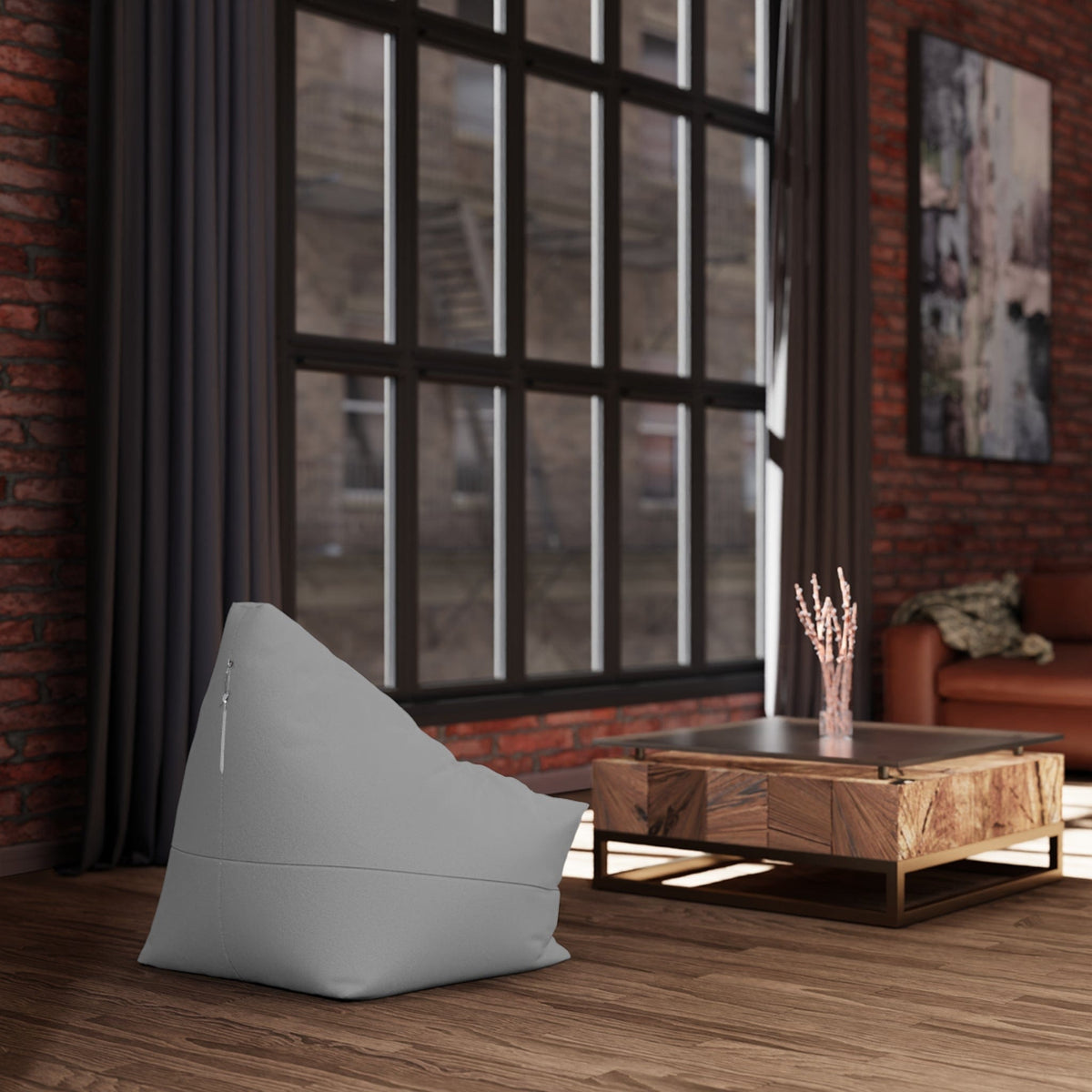 Pouf Poire Gris Clair 27" × 30" × 25" / Without insert