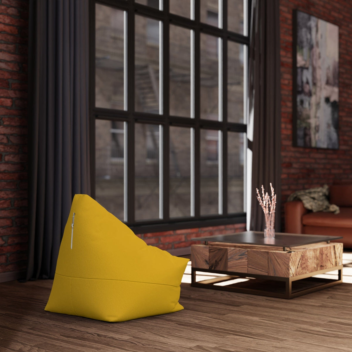 Pouf Poire Jaune Moutarde