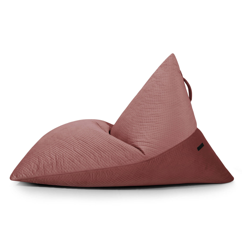 Pouf Poire XXL en velours capitonné Rouge Amarante Beaumont Concept