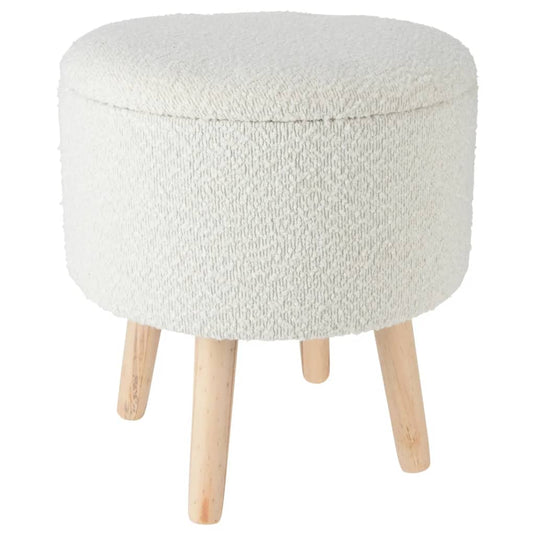 Pouf Rangement Bouclette Blanc